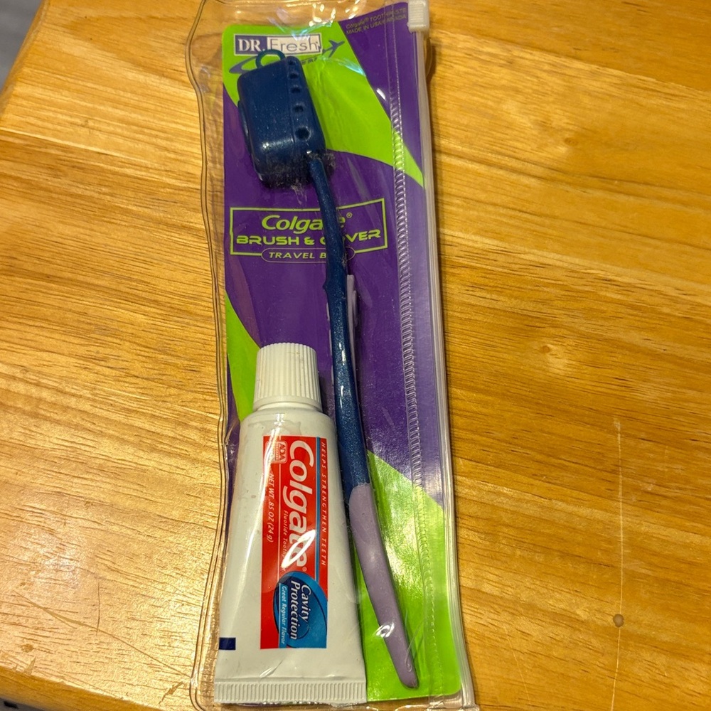 Travel Toothbrush and Toothpaste Kit - Blue